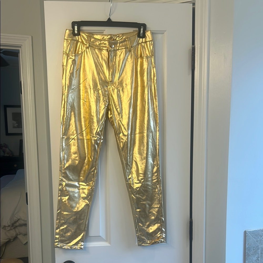 Shiny Gold Metallic Pants Med